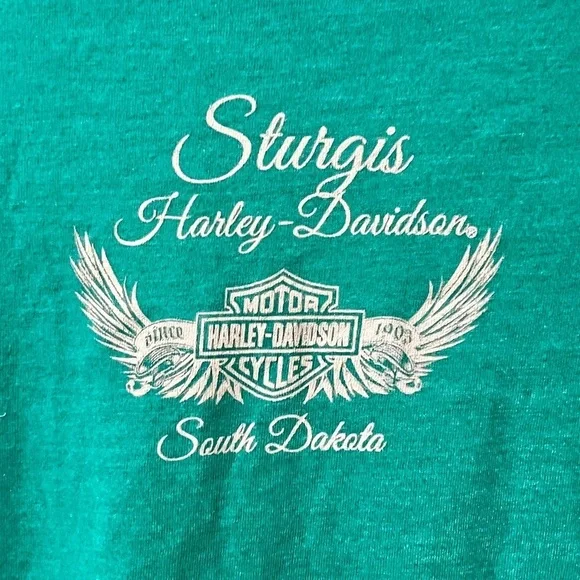 Harley Davidson Sturgis Teal Short Sleeve Top - XL* - Picture 8 of 9